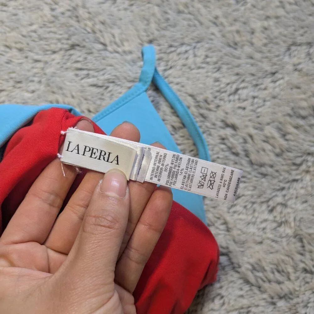 La Perla Luxury Swimsuit One Piece Red Blue Reversible Size US 32C